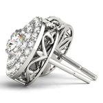 Diamond Round Halo Earrings