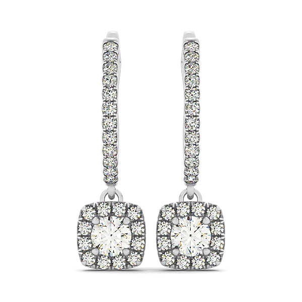 Round Diamond Halo Earrings