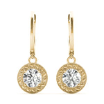 14K Yellow Gold 1/2 CT Round Diamond Stud Earrings