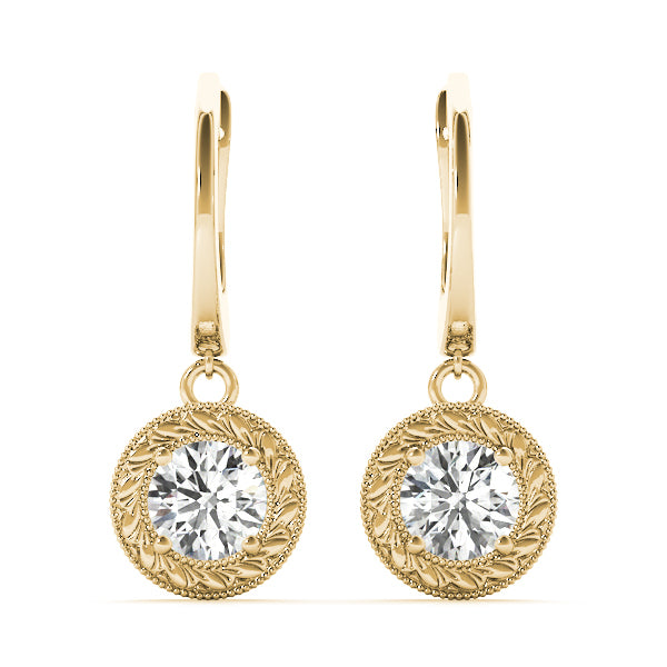 14K Yellow Gold 1/2 CT Round Diamond Stud Earrings