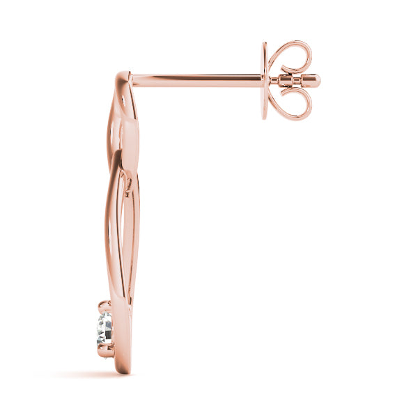14K Rose Gold Diamond Solitaire Stud Earrings