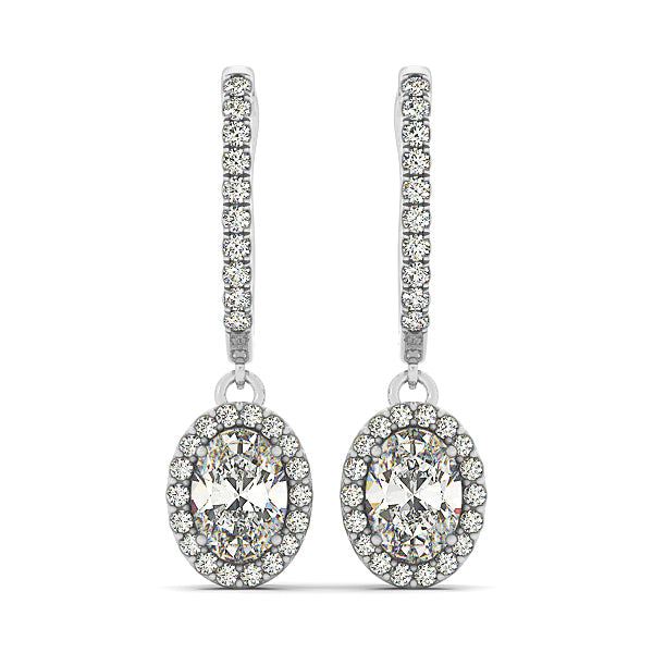 Round Diamond Halo Earrings with 34 Stones