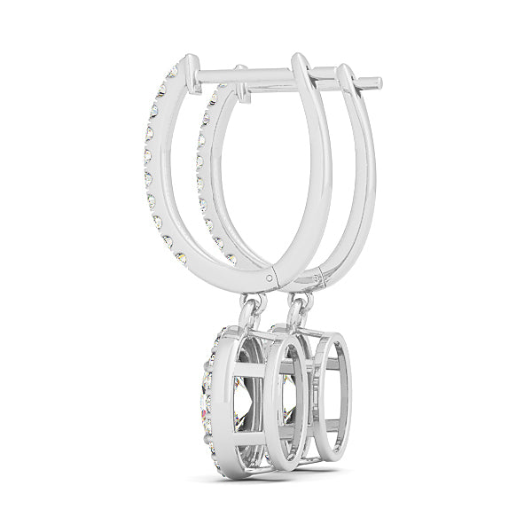 Round Diamond Halo Earrings with 34 Stones