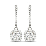 14K White Gold Round Diamond Halo Earrings