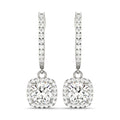 14K White Gold Round Diamond Halo Earrings