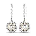 14K Yellow Gold Round Diamond Halo Earrings