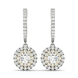 14K Yellow Gold Round Diamond Halo Earrings