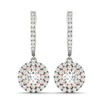 Rose Gold Round Diamond Halo Stud Earrings