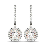 Rose Gold Round Diamond Halo Stud Earrings