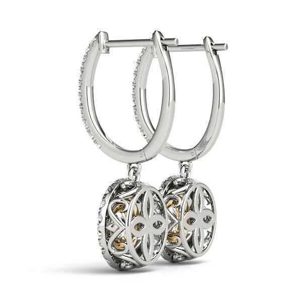 14K Yellow Gold Round Diamond Halo Earrings
