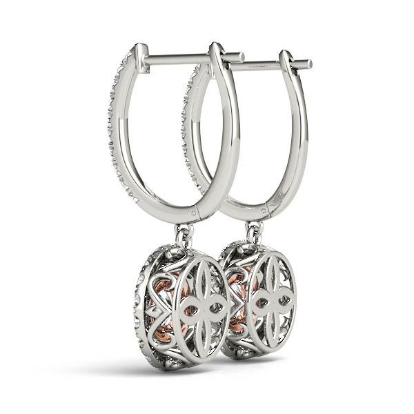 Rose Gold Round Diamond Halo Stud Earrings