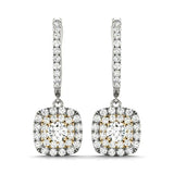 14K Yellow Gold Round Diamond Halo Earring Set