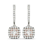 14K Rose Gold Round Diamond Halo Earrings