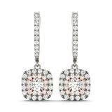 14K Rose Gold Round Diamond Halo Earrings