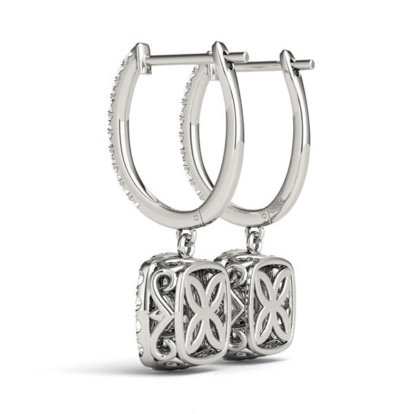 Platinum Round Diamond Halo Stud Earrings 0.87ctw