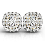 14K Yellow Gold Diamond Halo Stud Earrings