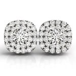 14K Rose Gold Round Diamond Halo Earrings