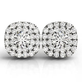 14K Rose Gold Round Diamond Halo Earrings