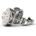 14K Yellow Gold Diamond Halo Stud Earrings