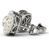 14K Yellow Gold Diamond Halo Stud Earrings