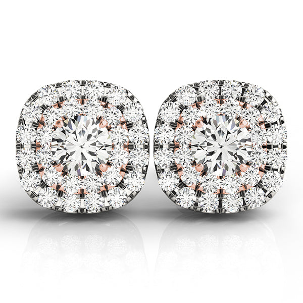 18K White Gold Round Diamond Halo Earrings