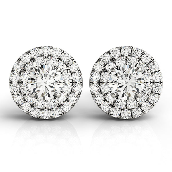 Diamond Halo Round Earrings