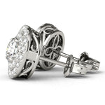 Diamond Halo Round Earrings