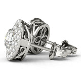 Diamond Halo Round Earrings