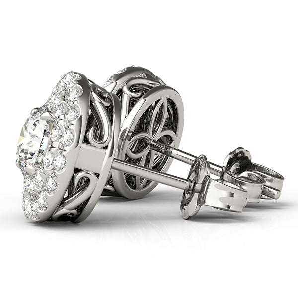 Diamond Halo Round Earrings