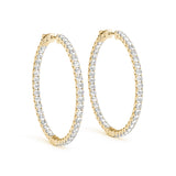 14K Yellow Gold Diamond Inside Out Hoop Earrings