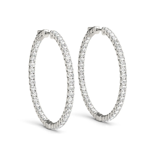 Round Diamond Inside Out Hoop Earrings