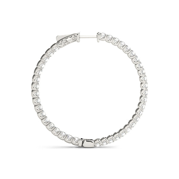 Round Diamond Inside Out Hoop Earrings