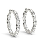 14K Gold Diamond Inside Out Hoop Earrings