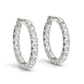14K Gold Diamond Inside Out Hoop Earrings