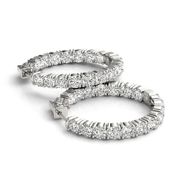 14K Gold Diamond Inside Out Hoop Earrings