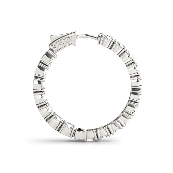 14K Gold Diamond Inside Out Hoop Earrings