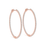 14K Rose Gold Diamond Inside Out Hoop Earrings