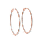 14K Rose Gold Round Diamond Inside Out Hoop Earrings
