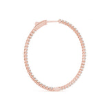 14K Rose Gold Round Diamond Inside Out Hoop Earrings