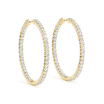14K Yellow Gold Diamond Inside Out Hoop Earrings
