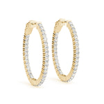 14K Yellow Gold Diamond Inside Out Hoop Earrings