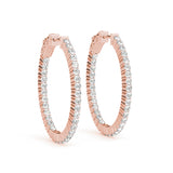 14K Rose Gold Diamond Inside Out Hoop Earrings
