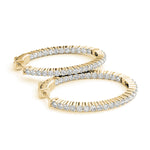 14K Yellow Gold Diamond Inside Out Hoop Earrings