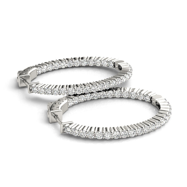 Diamond Inside Out Hoop Earrings in Multiple Gold Options