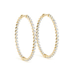 14K Yellow Gold Round Diamond Inside Out Hoop Earrings