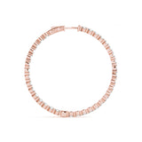 14K Rose Gold Round Diamond Inside Out Hoop Earrings