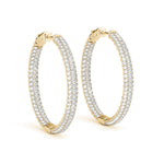 14K Yellow Gold Diamond Inside Out Hoop Earrings