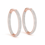 14K Rose Gold Diamond Inside Out Hoop Earrings