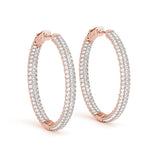 14K Rose Gold Diamond Inside Out Hoop Earrings