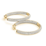 14K Yellow Gold Diamond Inside Out Hoop Earrings